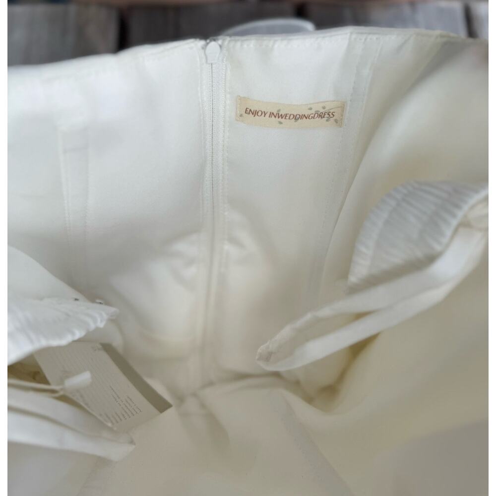 EnjoyMyWeddingDress White Chiffon Sweetheart Beaded Waist Cocktail Dress - Picture 9 of 9